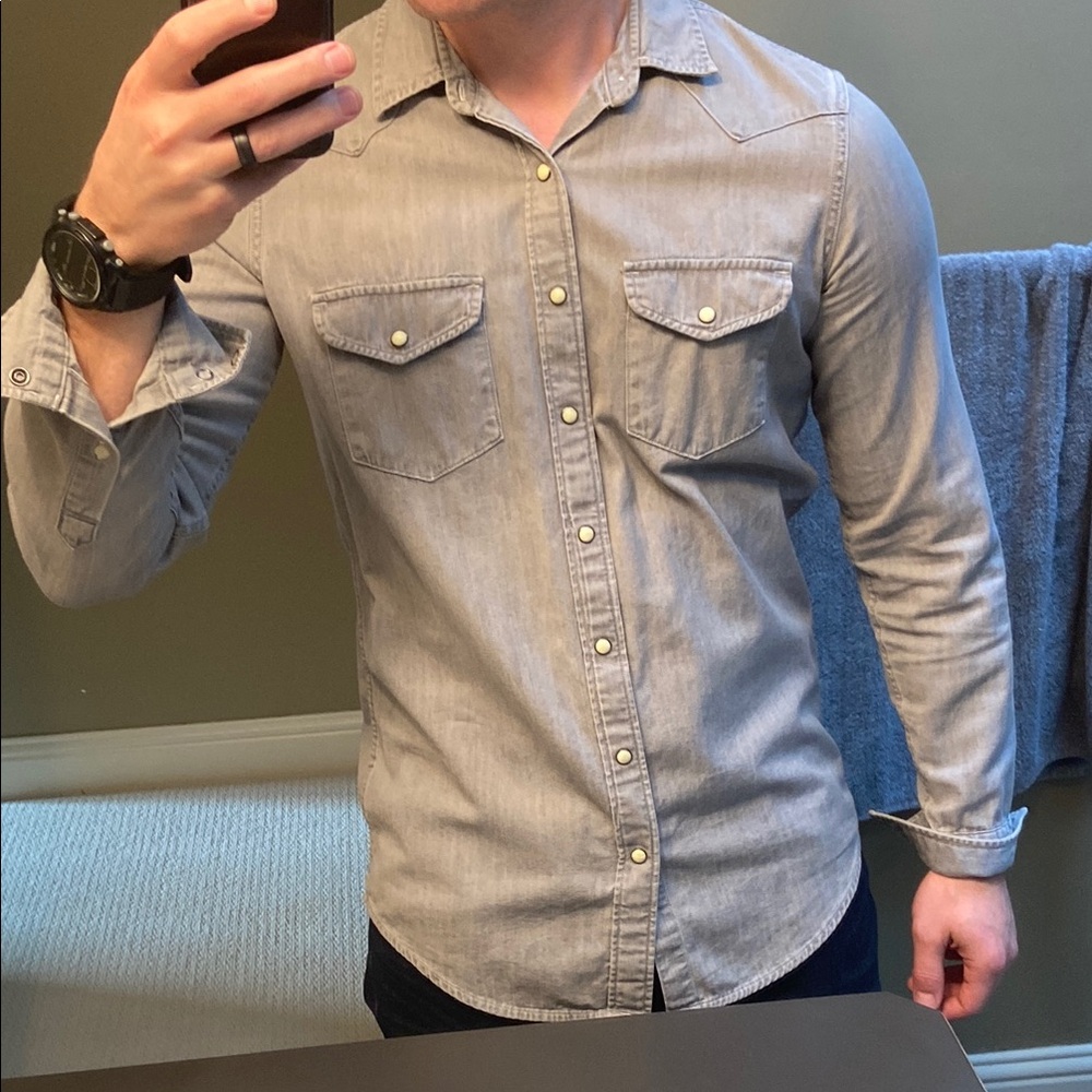 Men's Gray Denim Shirt